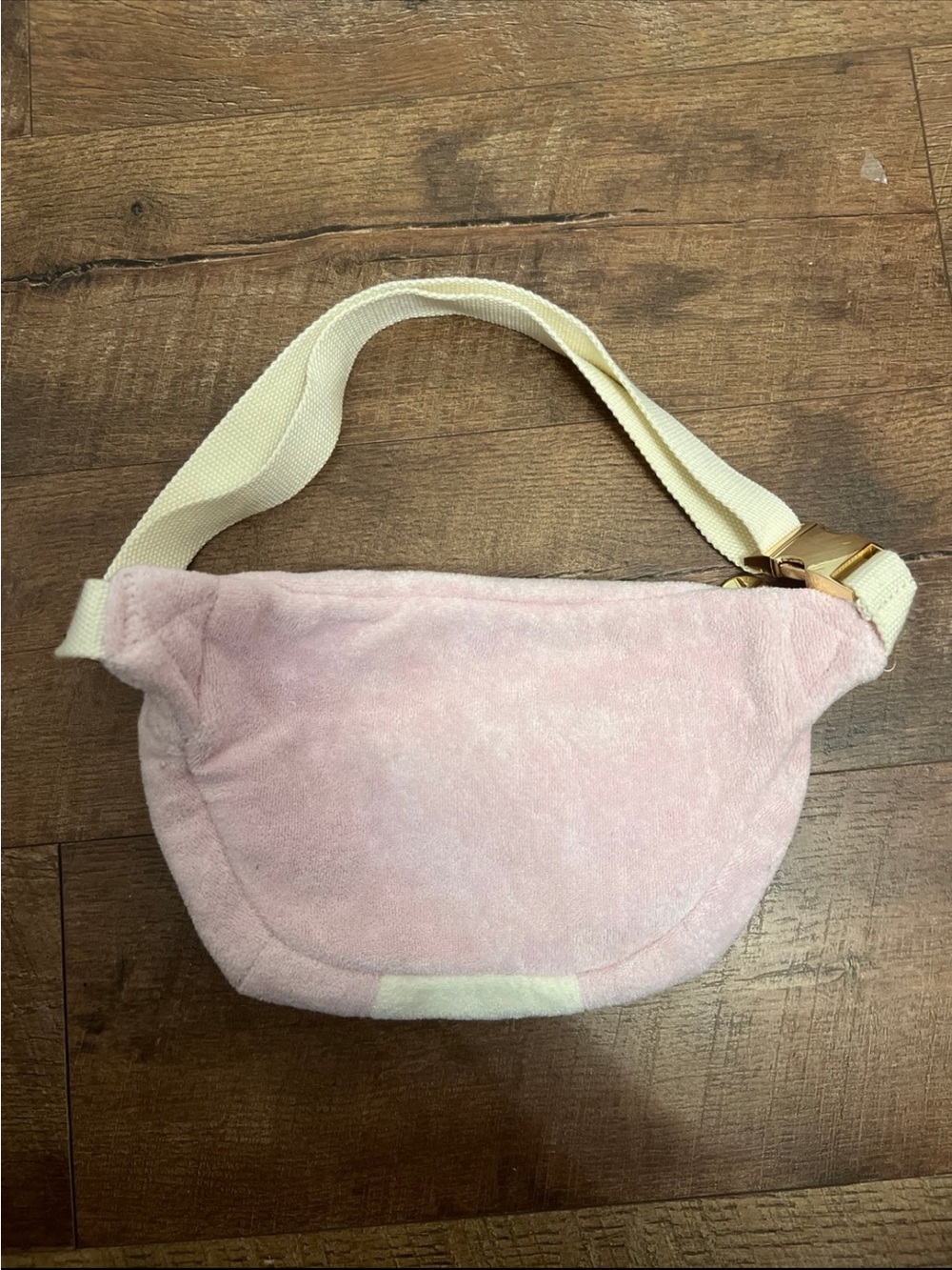 Stoney Clover Lane Terry Pink & Cream Shell Embroidered Fanny Pack - Picture 3 of 6